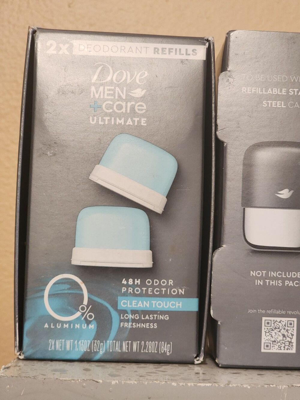 2 Box/4 Pc Dove Men+Care Ultimate Refillable Deodorant Clean Touch, 0% Aluminum - Picture 2 of 4